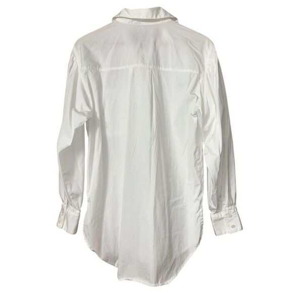 Open Edit Women White Organic Cotton Poplin Oversize Button Down Blouse Small - Picture 4 of 13